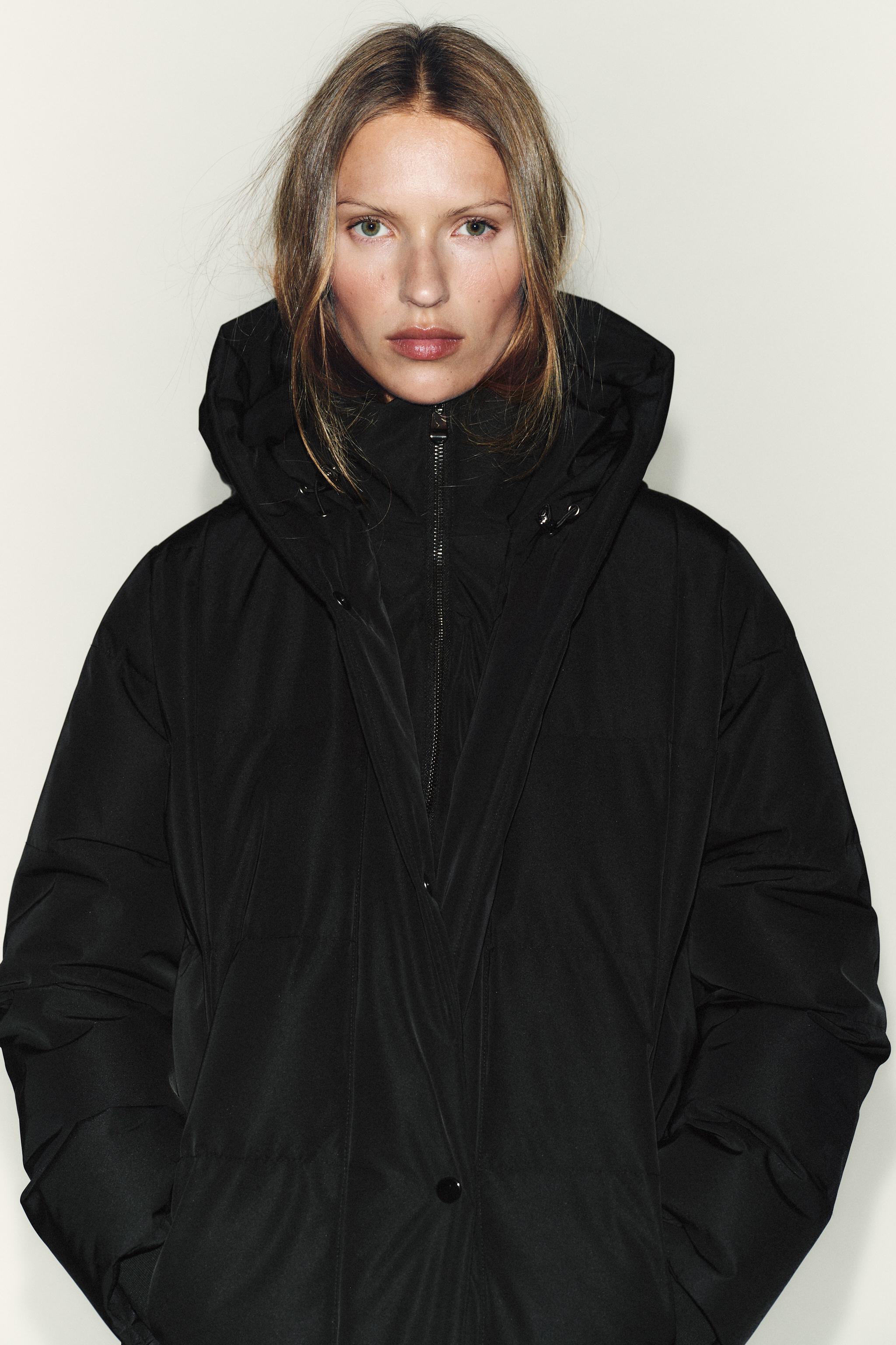 LONG WATER REPELLENT WINDPROOF HOODED DOWN JACKET